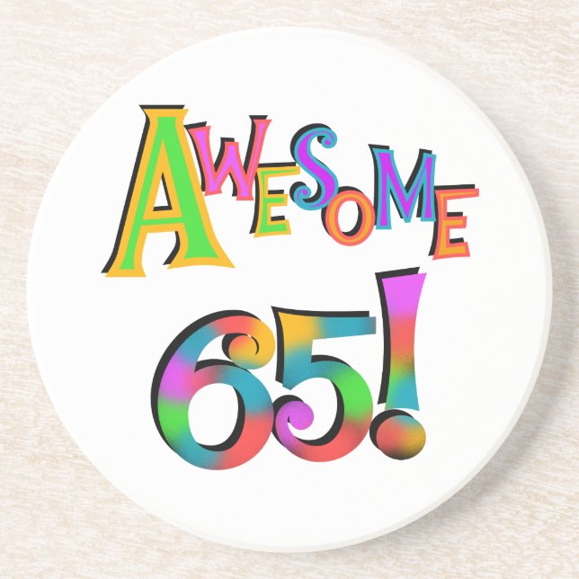 Awesome 65 Birthday Tshirts and Gifts Coaster (Front)