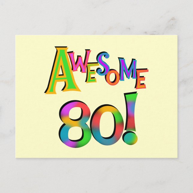 Awesome 80 Birthday T-shirts and Gifts Postcard (Front)