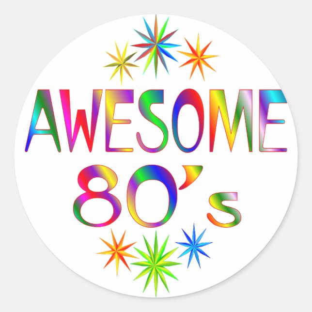 Awesome 80s classic round sticker (Front)