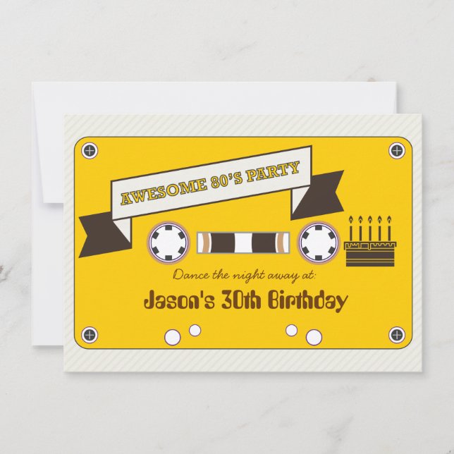 Awesome 80's Mixtape New Wave Dance Party Invitation (Front)