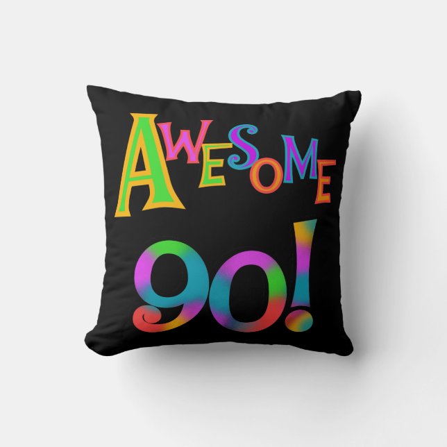 Awesome 90 Birthday T-shirts and Gifs Throw Pillow (Front)