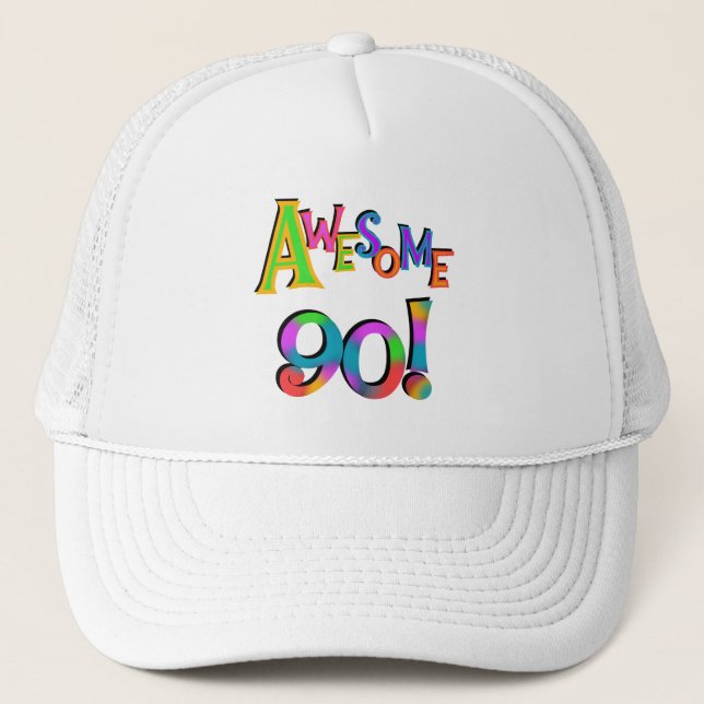 Awesome 90 Birthday T-shirts and Gifs Trucker Hat (Front)