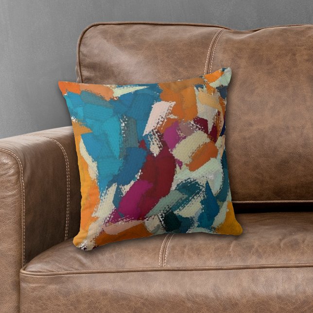 Awesome Abstract Orange Blue Throw Pillow (Creator Uploaded)