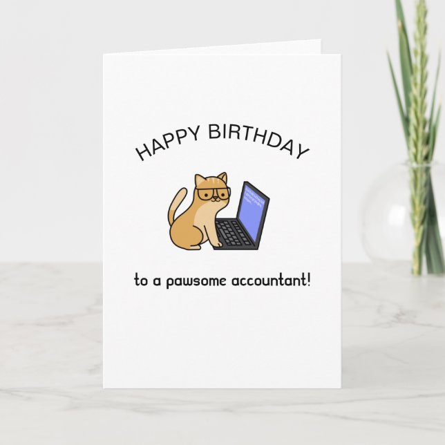 awesome accountant funny cute office cat birthday card (Front)