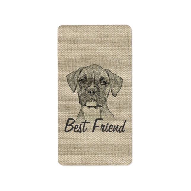 Awesome  adorable funny trendy boxer puppy dog label (Front)