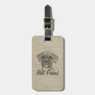 Awesome adorable funny trendy boxer puppy dog luggage tag
