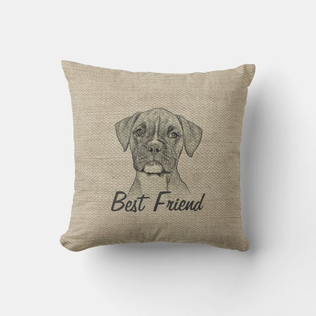 Awesome  adorable funny trendy boxer puppy dog throw pillow (Front)