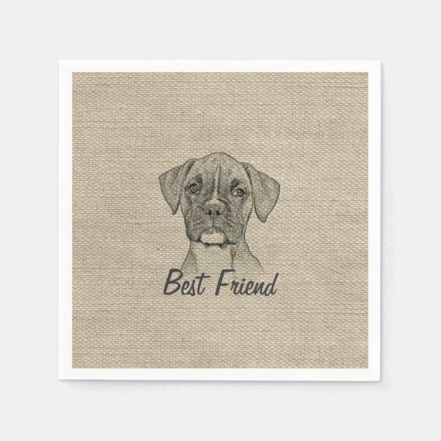 Awesome  adorable funny trendy boxer puppy dogv napkin (Front)
