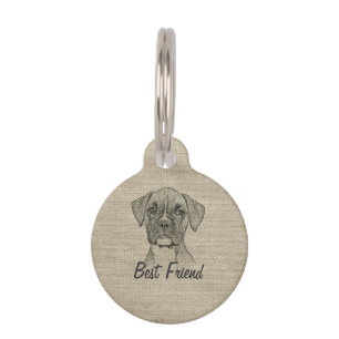 Awesome adorable funny trendy boxer puppy dogv pet tag