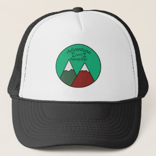 Awesome Adventure Awaits Mountains Design Trucker Hat