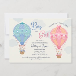 Awesome Air Balloons Gender Reveal Invitation duck