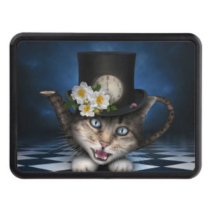 Awesome Alice in Wonderland Teacup Cat Trailer Hitch Cover