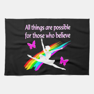 AWESOME ALL THINGS ARE POSSIBLE BALLERINA DESIGN KITCHEN TOWEL