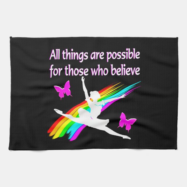 AWESOME ALL THINGS ARE POSSIBLE BALLERINA DESIGN KITCHEN TOWEL (Horizontal)