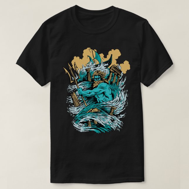 Awesome Ancient Greek Mythology Poseidon God of th T-Shirt (Design Front)