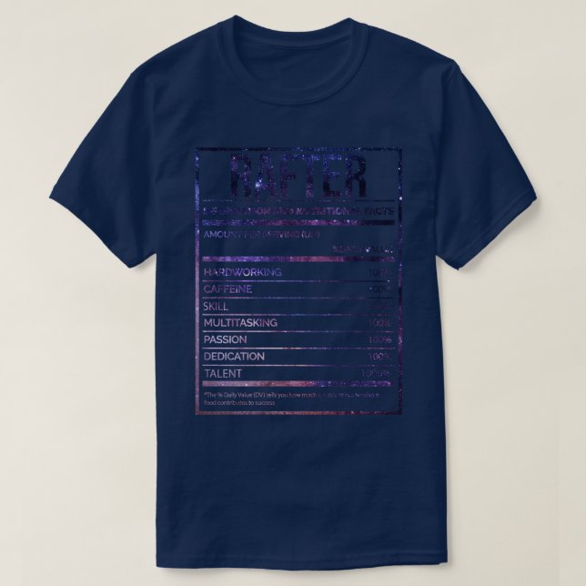 Awesome And Funny Nutrition Label Rafting (2) T-Shirt (Design Front)
