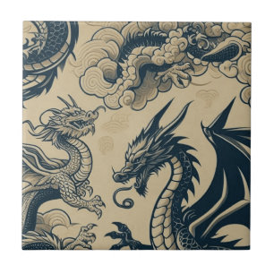 Awesome Antiqued Dragons Tile