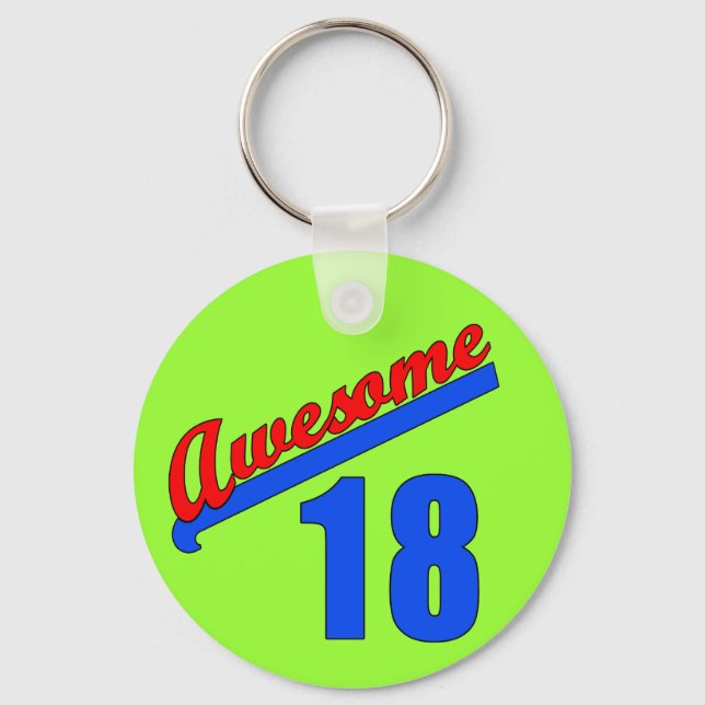 Awesome at 18 Years Old 18th Birthday Keychain (Front)