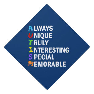 Awesome Autism Acrostic Cute Blue Graduation Cap Topper