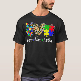Awesome Autism Awareness Peace Puzzle Pieces T-Shirt