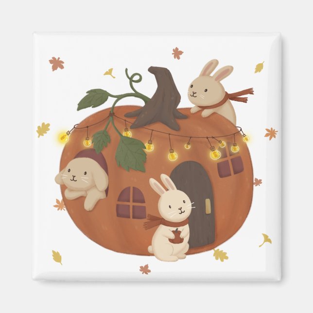 Awesome Autumn: Bunny & Pumpkin Magnet (Front)