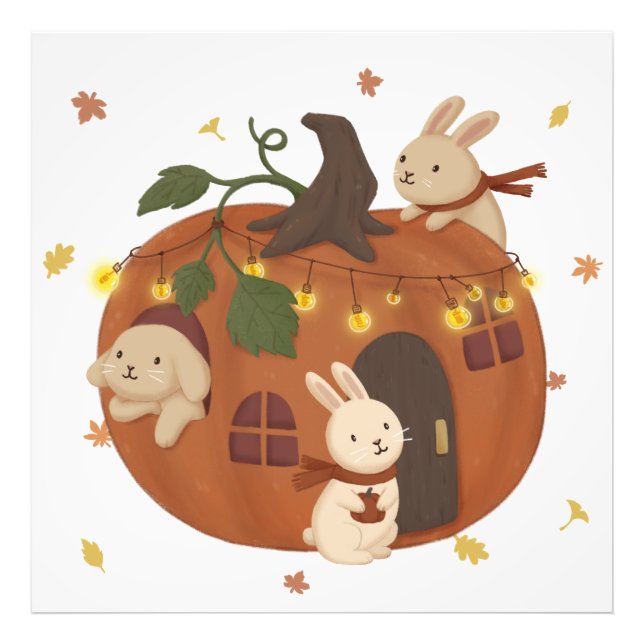 Awesome Autumn: Bunny & Pumpkin Photo Print (Front)