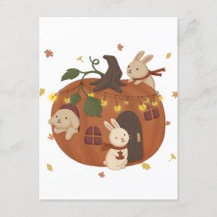Awesome Autumn: Bunny & Pumpkin Postcard