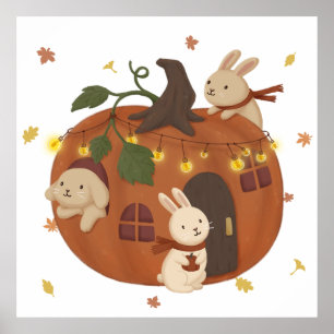 Awesome Autumn: Bunny & Pumpkin Poster