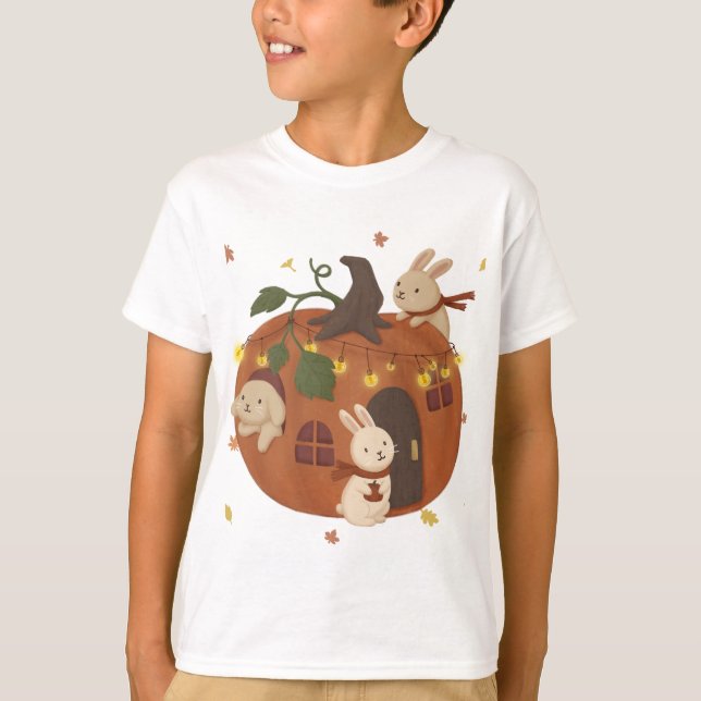 Awesome Autumn: Bunny & Pumpkin T-Shirt (Front)