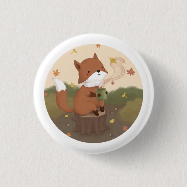 Awesome Autumn: Fox  1 Inch Round Button (Front)