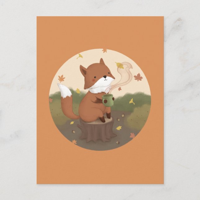 Awesome Autumn: Fox  Postcard (Front)
