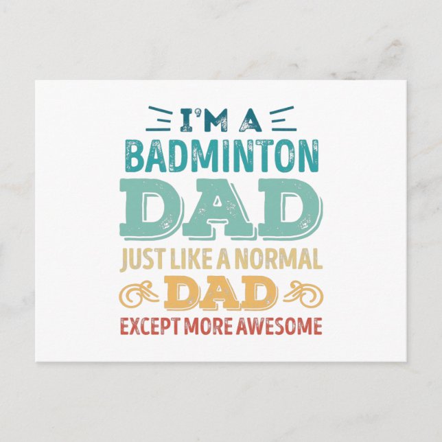 Awesome Badminton Dad Fathers Day Funny Gift Postcard (Front)