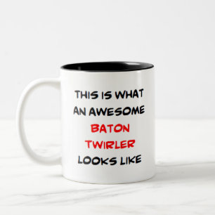 awesome baton twirler Two-Tone coffee mug