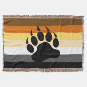 Awesome Bear Paw on Bear Pride Flag Throw Blanket