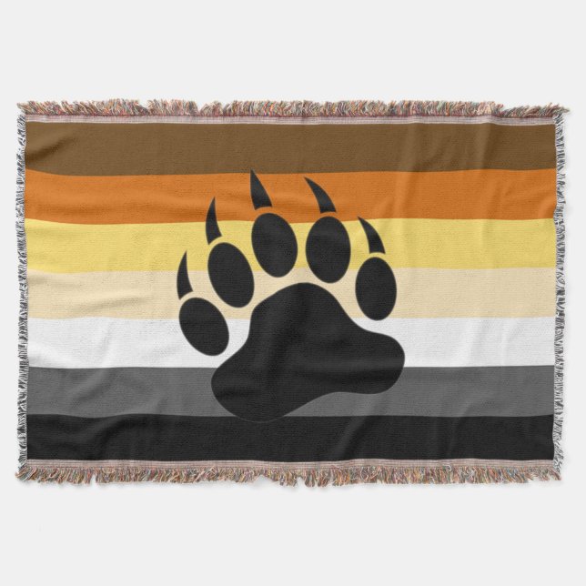 Awesome Bear Paw on Bear Pride Flag Throw Blanket (Front)