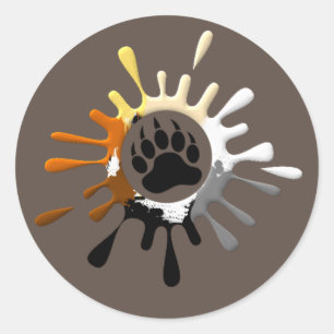 Awesome Bear Paw Splash Bear Pride Colours Classic Round Sticker