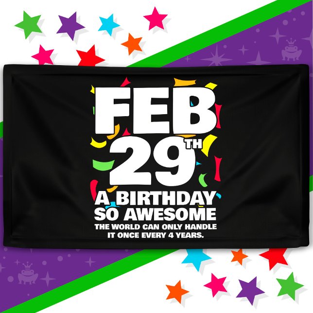 Awesome Birthday 2024 Leap Day Leap Year Feb 29th Banner (Creator Uploaded)