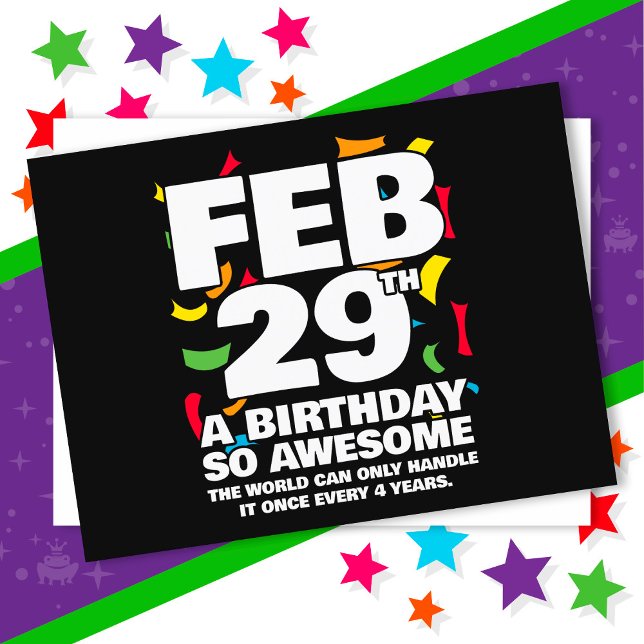 Awesome Birthday 2024 Leap Day Leap Year Feb 29th Postcard (Creator Uploaded)