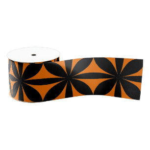 Awesome Black and Orange Modern / Retro Print  Grosgrain Ribbon