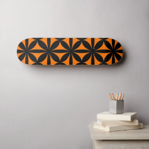 Awesome Black and Orange Modern / Retro Print  Skateboard