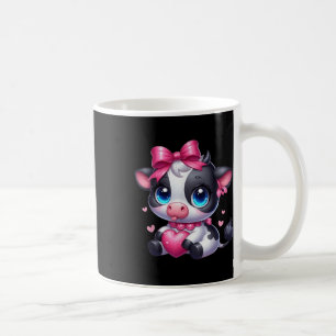 Awesome Black And White Cow Holding Heart Pink Coq Coffee Mug