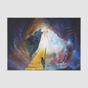 Awesome black and white wolf tissue paper