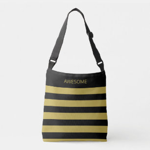 Awesome black & golden striped crossbody bag