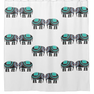 Awesome Black Ornate Elephant on Turquoise Colour