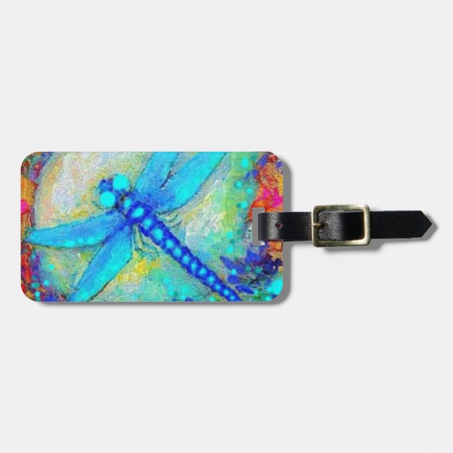 Awesome Blue Dragonfly by Sharles Luggage Tag (Front Horizontal)