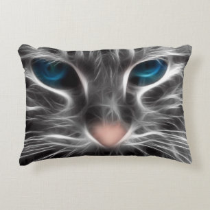 Awesome Blue Eyed Cat Face Accent Pillow