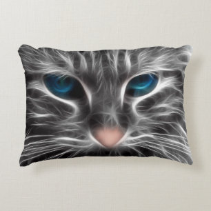 Awesome Blue Eyed Cat Face Accent Pillow