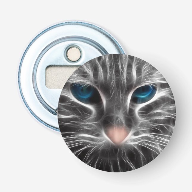 Awesome Blue Eyed Cat Face Bottle Opener (Front)