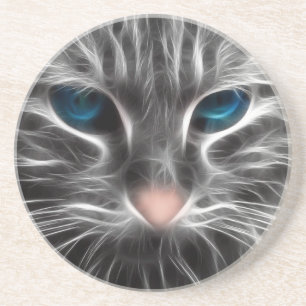 Awesome Blue Eyed Cat Face Coaster