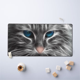 Awesome Blue Eyed Cat Face Desk Mat